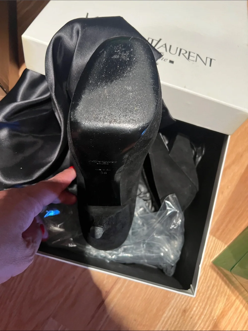 Yves Saint Laurent Black Suede Platform Pumps with Stiletto Heel